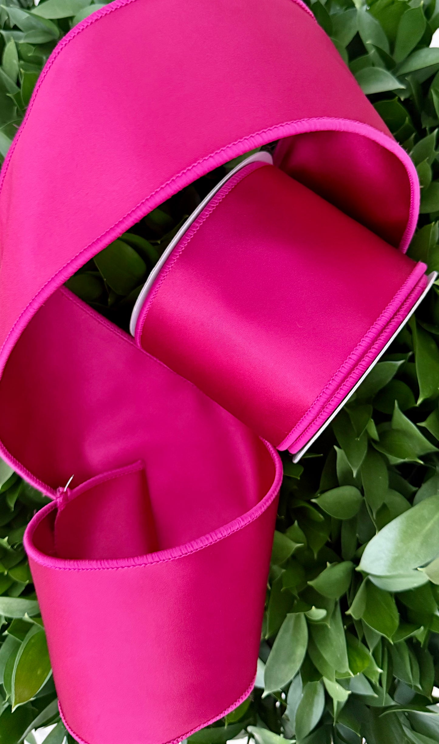 JME heavy wired ribbon. FUCHSIA Solid Satin