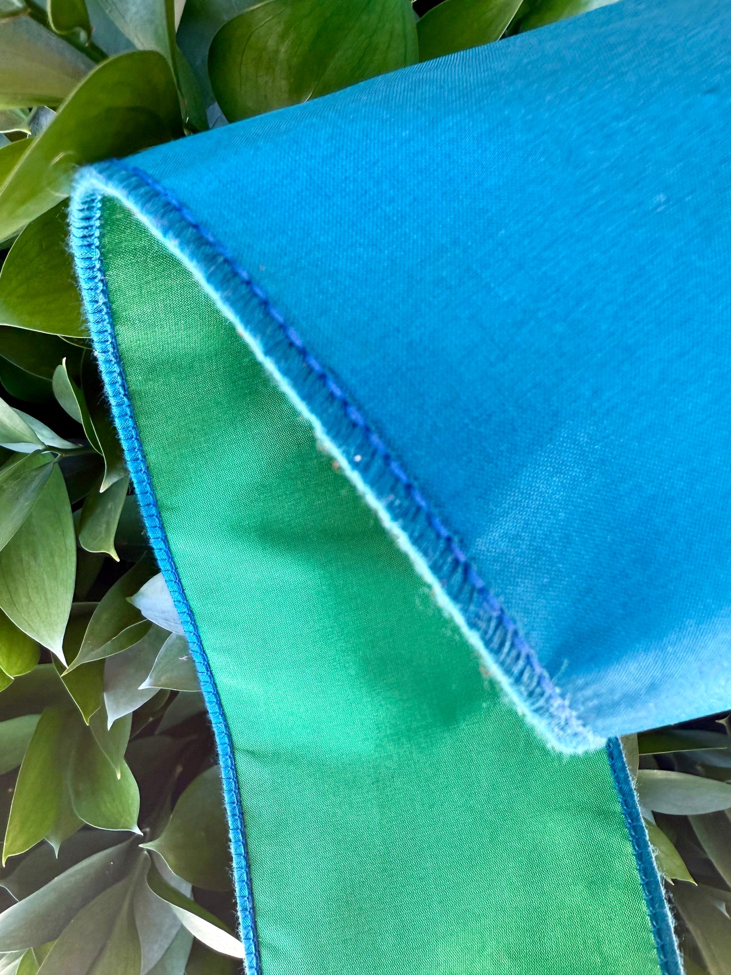 JME heavy wired ribbon. TEAL/GREEN Two-Tone Solid