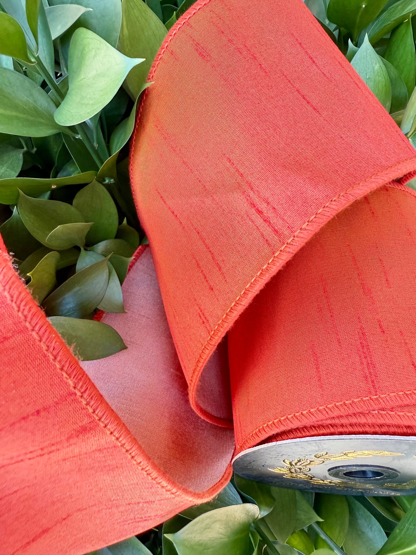 JME heavy wired ribbon. ORANGE/PEACH Two-Tone Solid