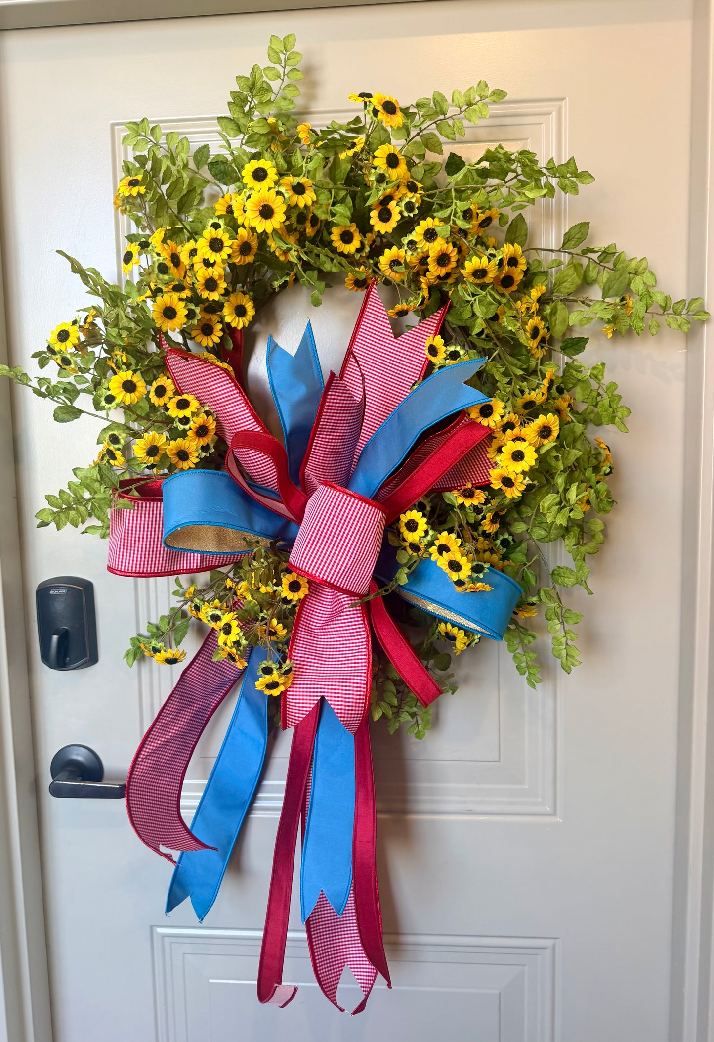 JME Mini Sunflower Wreath with Patriotic Bow | 27"