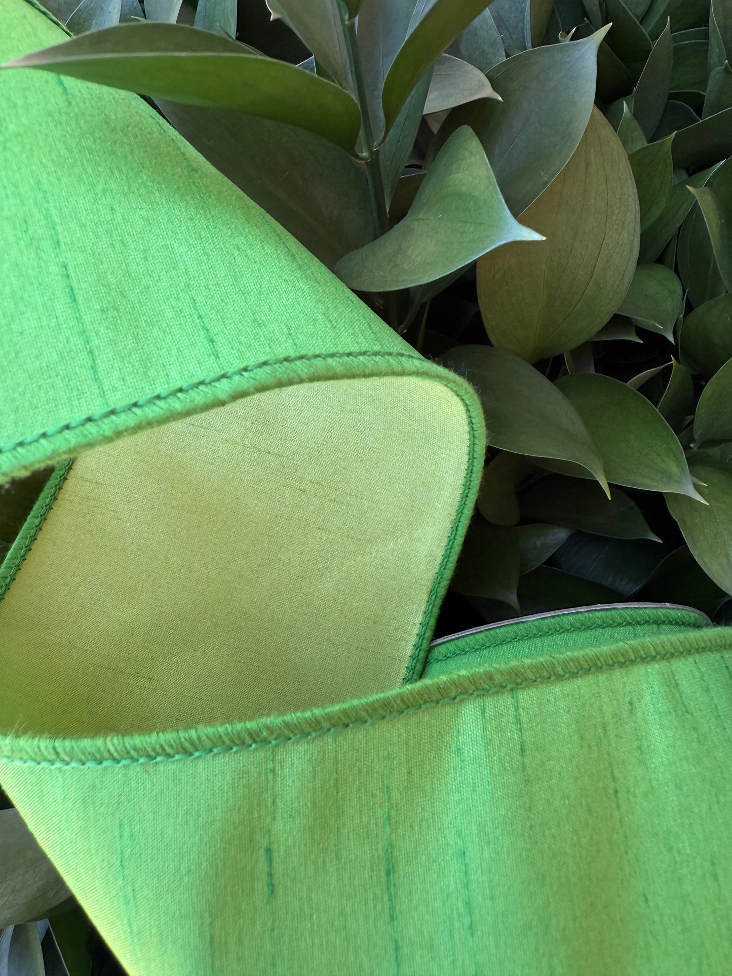 JME heavy wired ribbon. LIME/PALE GREEN Two-Tone Solid