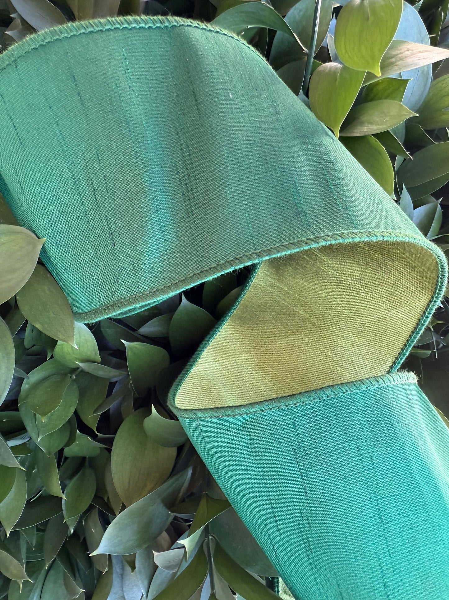 JME heavy wired ribbon. EVERGREEN/MOSS Two-Tone Solid