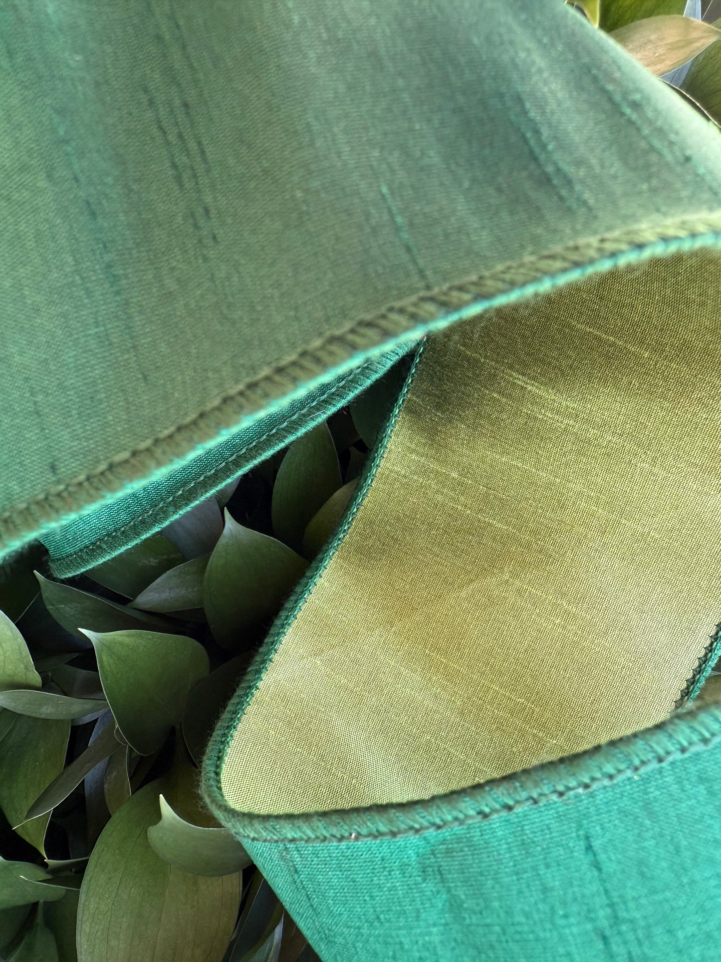 JME heavy wired ribbon. EVERGREEN/MOSS Two-Tone Solid
