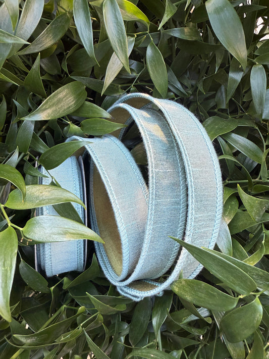 JME heavy wired ribbon. AQUA/ANTIQUE GOLD Two-Tone Solid 1"x 10YDS