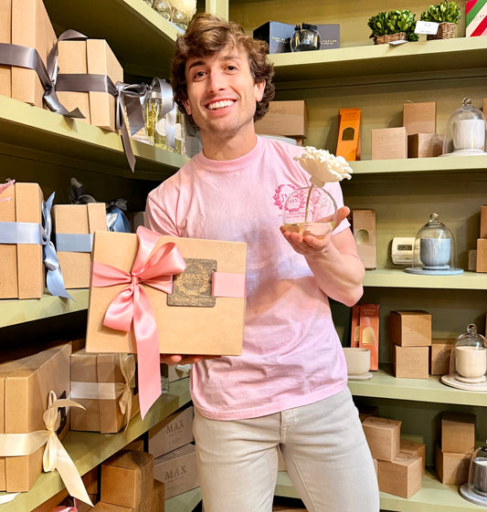 Paper flower oil diffuser with glass bubble vase. SINGLE BLOOM. “Maximalist" scent.