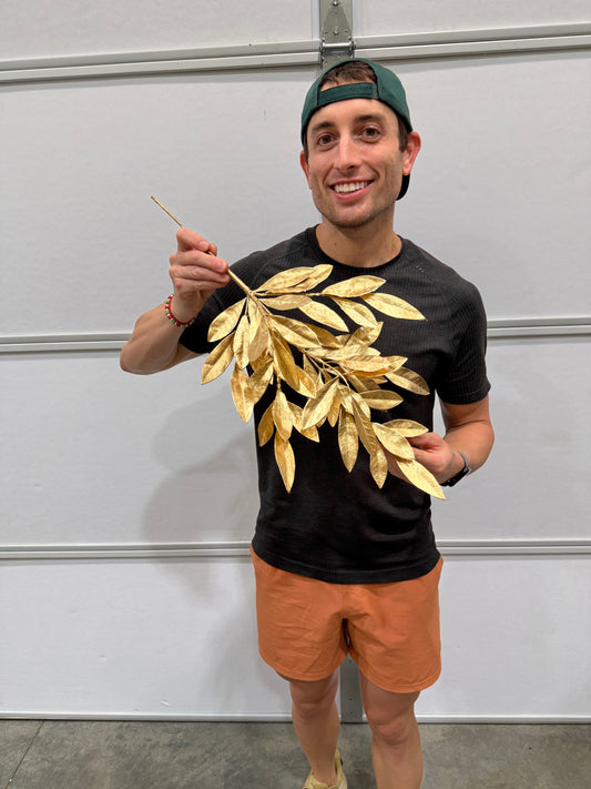 23"L Gold Bay Leaf Spray