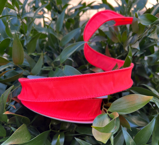 JME heavy wired ribbon. NEON ORANGE Taffeta 1"x 10YDS
