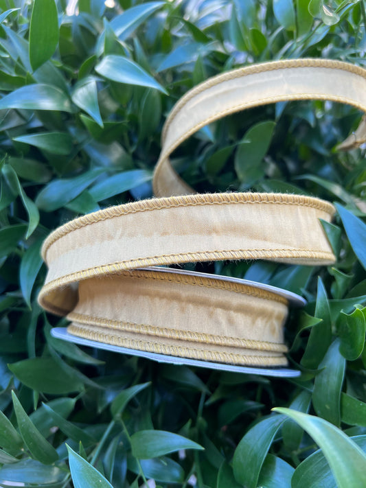 JME heavy wired ribbon. ANTIQUE GOLD Taffeta 1"x 10YDS