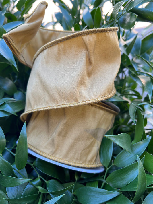 JME heavy wired ribbon. ANTIQUE GOLD Taffeta 2.5"x 10YDS