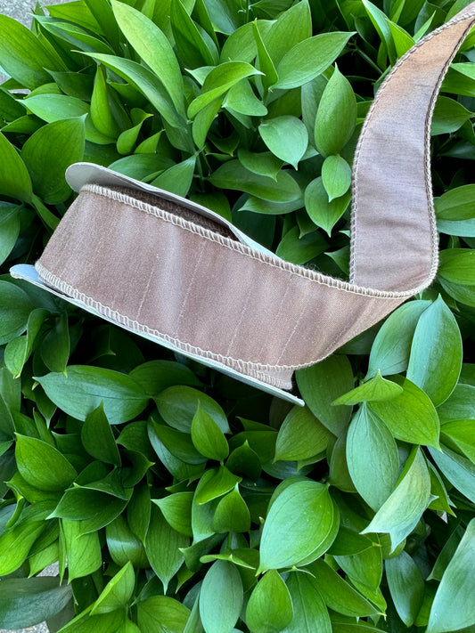Light Brown Dupion Wired Ribbon 1.5"x 25YDS