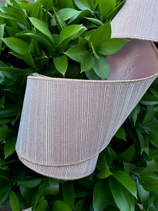 Rose Gold Glitter Manhattan Wired Ribbon 4"x 10YDS