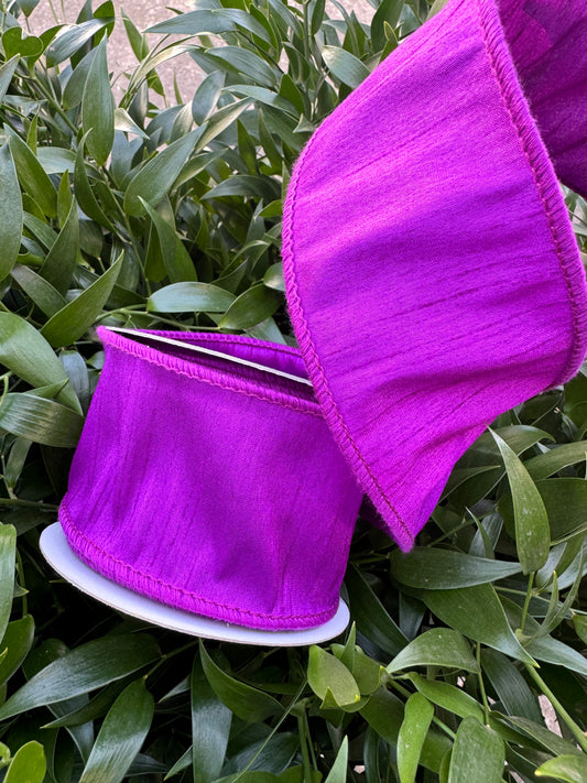 JME heavy wired ribbon. PURPLE Dupion 2.5" x10YDS