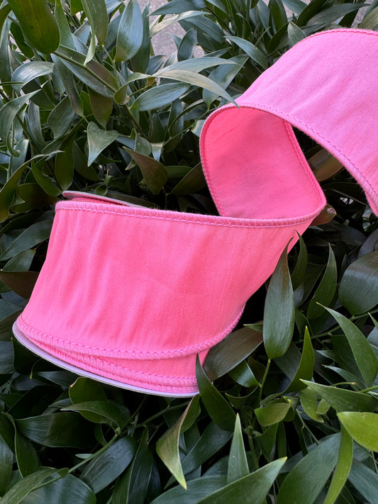 JME heavy wired ribbon. Bright Pink dupion 2.5" x 10 yards