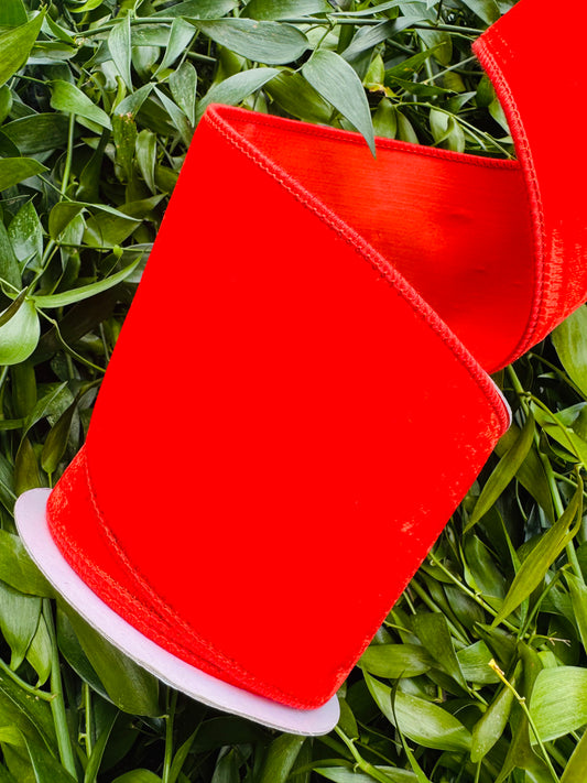 JME heavy wired ribbon. Burnt Orange velvet with taffeta back 4" x 10 yards