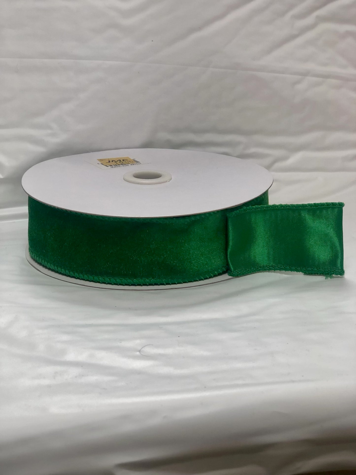 Green Velvet with Green Back  1.5 Inch by 10 Yards