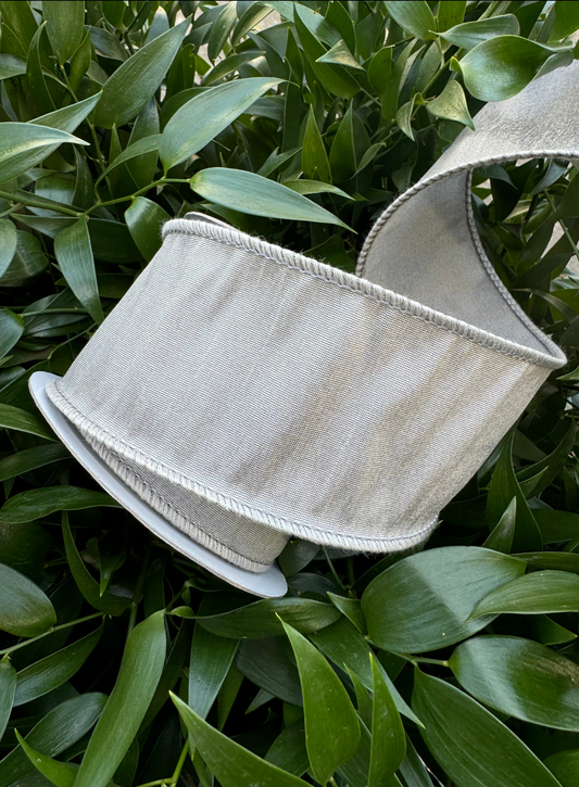 JME heavy wired ribbon. GRAY Dupion 2.5"x 10YDS