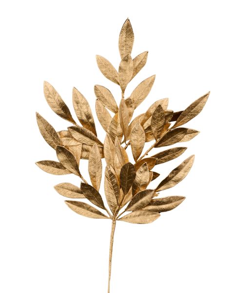 23"L Gold Bay Leaf Spray