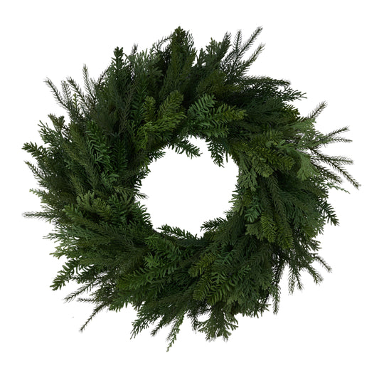 24"Dia Cedar/Mixed Pine/Juniper Wreath