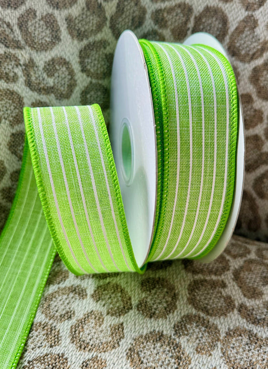 Apple Green Thin Striped Lined Ribbon 1.5 Inches by 20 Yards