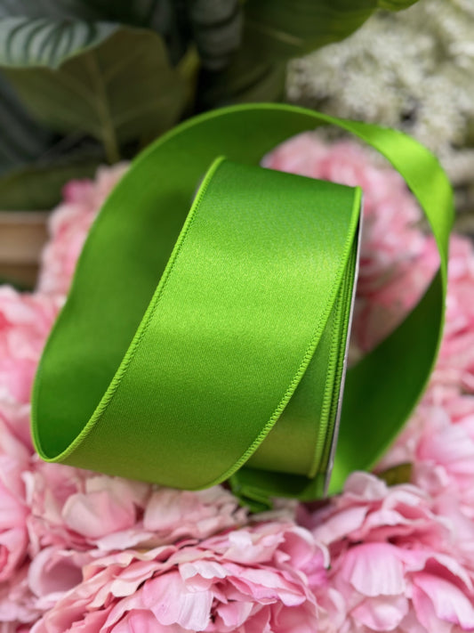 Satin Lime Ribbon 2.5 Inches by 10 Yards