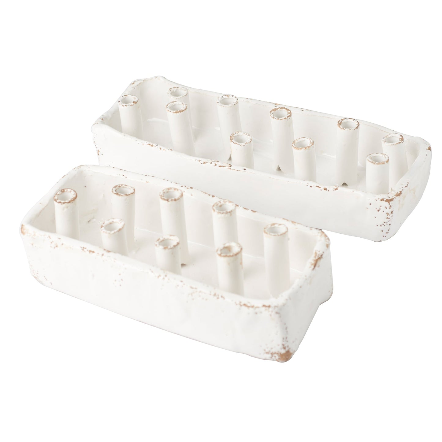 Ceramic Boat Tulipiere, White, 10-Hole