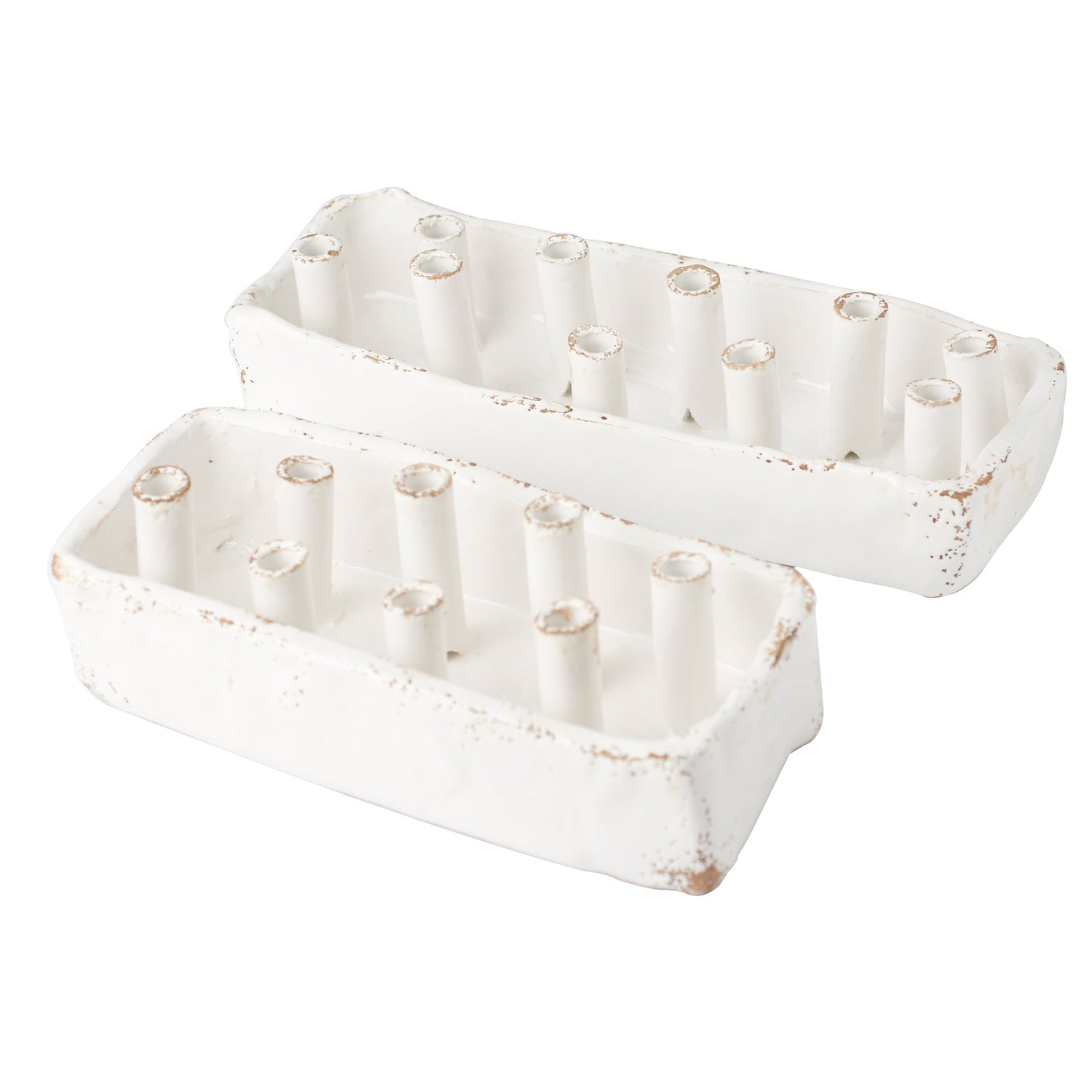 Ceramic Boat Tulipiere, White, 10-Hole